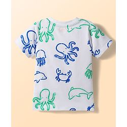 Babyhug Cotton Knit Half Sleeves Striped T-Shirts with Beach Theme Print Pack of 3 - Multicolor
