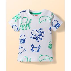 Babyhug Cotton Knit Half Sleeves Striped T-Shirts with Beach Theme Print Pack of 3 - Multicolor