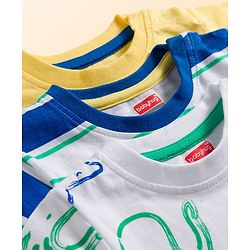 Babyhug Cotton Knit Half Sleeves Striped T-Shirts with Beach Theme Print Pack of 3 - Multicolor