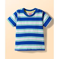 Babyhug Cotton Knit Half Sleeves Striped T-Shirts with Beach Theme Print Pack of 3 - Multicolor