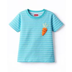 Babyhug Cotton Knit T-Shirts Half Sleeves Striped with Car Carrot & Tree Print Pack of 3 - Multicolor