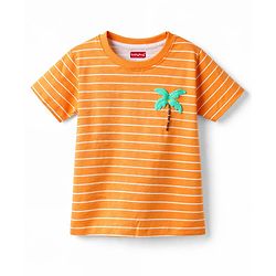Babyhug Cotton Knit T-Shirts Half Sleeves Striped with Car Carrot & Tree Print Pack of 3 - Multicolor