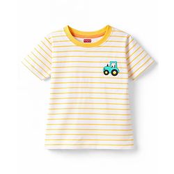 Babyhug Cotton Knit T-Shirts Half Sleeves Striped with Car Carrot & Tree Print Pack of 3 - Multicolor