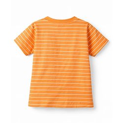 Babyhug Cotton Knit T-Shirts Half Sleeves Striped with Car Carrot & Tree Print Pack of 3 - Multicolor