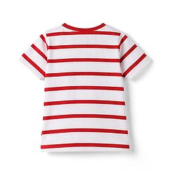 Babyhug Cotton Knit Half Sleeves Striped Tee with Graphics Multi Color 6-9 Months