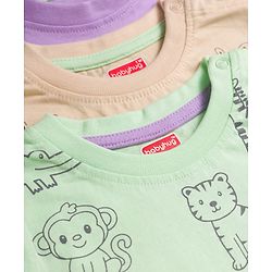 Babyhug Cotton Knit Half Sleeves T-Shirts with Animal Print Pack of 3 - Multicolor