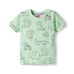Babyhug Cotton Knit Half Sleeves T-Shirts with Animal Print Pack of 3 - Multicolor
