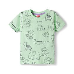Babyhug Cotton Knit Half Sleeves T-Shirts with Animal Print Pack of 3 - Multicolor
