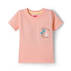 Babyhug Cotton Knit Half Sleeves Striped T-Shirts with Beach Theme Graphic Pack of 3 - Multicolor