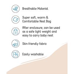 Babyhug 100% Cotton Sleeping Bag cum Carry Nest Penguin Print - Blue| Soft & Cozy| Light Weight & Easy to Carry| Travel Friendly| Easy Zipper Closure| New Born Essential| Washable| Gifting Option