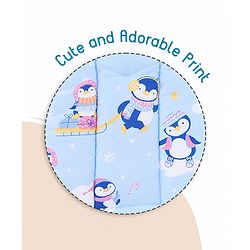 Babyhug 100% Cotton Sleeping Bag cum Carry Nest Penguin Print - Blue| Soft & Cozy| Light Weight & Easy to Carry| Travel Friendly| Easy Zipper Closure| New Born Essential| Washable| Gifting Option