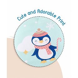 Babyhug 100% Cotton Sleeping Bag cum Carry Nest Penguin Print - Blue| Soft & Cozy| Light Weight & Easy to Carry| Travel Friendly| Easy Zipper Closure| New Born Essential| Washable| Gifting Option