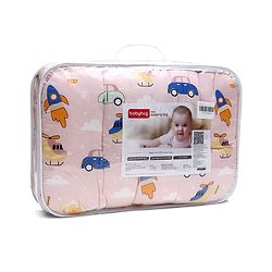 Babyhug 100% Cotton Sleeping Bag cum Carry Nest Penguin Print - Blue| Soft & Cozy| Light Weight & Easy to Carry| Travel Friendly| Easy Zipper Closure| New Born Essential| Washable| Gifting Option