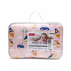 Babyhug 100% Cotton Sleeping Bag cum Carry Nest Penguin Print - Blue| Soft & Cozy| Light Weight & Easy to Carry| Travel Friendly| Easy Zipper Closure| New Born Essential| Washable| Gifting Option