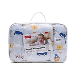 Babyhug 100% Cotton Sleeping Bag cum Carry Nest Penguin Print - Blue| Soft & Cozy| Light Weight & Easy to Carry| Travel Friendly| Easy Zipper Closure| New Born Essential| Washable| Gifting Option