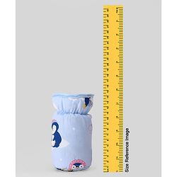 Babyhug Bottle Cover Medium Penguin Print - Blue| 0-24 Months| Fits Upto 200 ml Bottle| Soft Cotton Sleeve| Elastic Neck & Carry Loop| Machine Washable| for All Standard Bottles