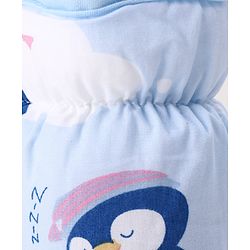 Babyhug Bottle Cover Medium Penguin Print - Blue| 0-24 Months| Fits Upto 200 ml Bottle| Soft Cotton Sleeve| Elastic Neck & Carry Loop| Machine Washable| for All Standard Bottles