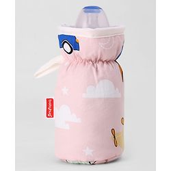 Babyhug Bottle Cover Medium Transport Print - Peach| 0-24 Months| Fits Upto 200 ml Bottle| Soft Cotton Sleeve| Elastic Neck & Carry Loop| Machine Washable| for All Standard Bottles