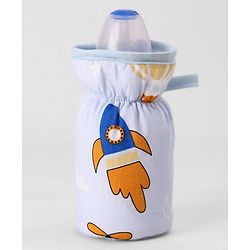 Babyhug Bottle Cover Large Penguin Print - Green| 0-24 Months| Fits Upto 280 ml Bottle| Soft Cotton Sleeve| Elastic Neck & Carry Loop| Machine Washable| for All Standard Bottles