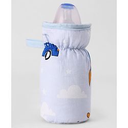 Babyhug Bottle Cover Large Penguin Print - Green| 0-24 Months| Fits Upto 280 ml Bottle| Soft Cotton Sleeve| Elastic Neck & Carry Loop| Machine Washable| for All Standard Bottles