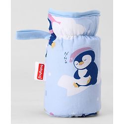 Babyhug Bottle Cover Large Penguin Print - Green| 0-24 Months| Fits Upto 280 ml Bottle| Soft Cotton Sleeve| Elastic Neck & Carry Loop| Machine Washable| for All Standard Bottles