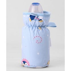 Babyhug Bottle Cover Large Penguin Print - Green| 0-24 Months| Fits Upto 280 ml Bottle| Soft Cotton Sleeve| Elastic Neck & Carry Loop| Machine Washable| for All Standard Bottles