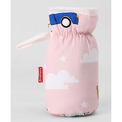 Babyhug Bottle Cover Large Transport Print - Peach| 0-24 Months| Fits Upto 280 ml Bottle| Soft Cotton Sleeve| Elastic Neck & Carry Loop| Machine Washable| for All Standard Bottles