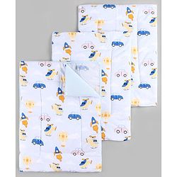 Babyhug Diaper Changing Mat Set of 3 with Removable Waterproof Dry Sheet Transport Print - Blue| Soft & Breathable|Absorbent Top Layer|Leakproof| Reusable| Quick Dry| Travel Friendly| Machine Washable