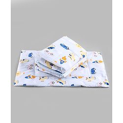 Babyhug Diaper Changing Mat Set of 3 with Removable Waterproof Dry Sheet Transport Print - Blue| Soft & Breathable|Absorbent Top Layer|Leakproof| Reusable| Quick Dry| Travel Friendly| Machine Washable