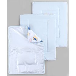 Babyhug Diaper Changing Mat Set of 3 with Removable Waterproof Dry Sheet Transport Print - Blue| Soft & Breathable|Absorbent Top Layer|Leakproof| Reusable| Quick Dry| Travel Friendly| Machine Washable