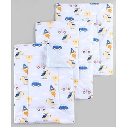 Babyhug Diaper Changing Mat Set of 3 with Removable Waterproof Dry Sheet Transport Print - Blue| Soft & Breathable|Absorbent Top Layer|Leakproof| Reusable| Quick Dry| Travel Friendly| Machine Washable