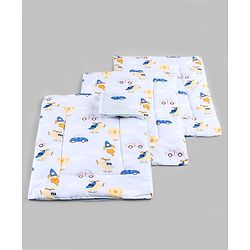 Babyhug Diaper Changing Mat Set of 3 with Removable Waterproof Dry Sheet Transport Print - Blue| Soft & Breathable|Absorbent Top Layer|Leakproof| Reusable| Quick Dry| Travel Friendly| Machine Washable