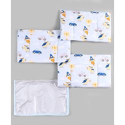 Babyhug Diaper Changing Mat Set of 3 with Removable Waterproof Dry Sheet Transport Print - Blue| Soft & Breathable|Absorbent Top Layer|Leakproof| Reusable| Quick Dry| Travel Friendly| Machine Washable