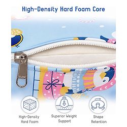 Babyhug Cotton Feeding Pillow With Belt Penguin Print - Blue | Fits upto waist size 36 inches