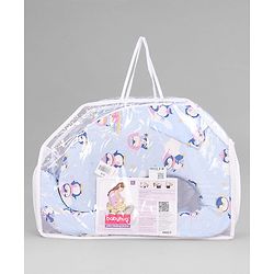 Babyhug Cotton Feeding Pillow With Belt Penguin Print - Blue | Fits upto waist size 36 inches