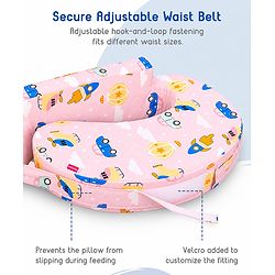 Babyhug Cotton Feeding Pillow With Belt Transport Print - Peach | Fits upto waist size 36 inches