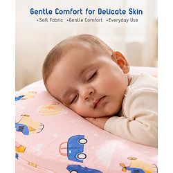 Babyhug Cotton Feeding Pillow With Belt Transport Print - Peach | Fits upto waist size 36 inches