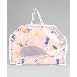 Babyhug Cotton Feeding Pillow With Belt Transport Print - Peach | Fits upto waist size 36 inches