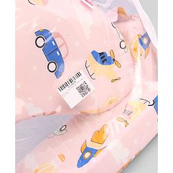 Babyhug Cotton Feeding Pillow With Belt Transport Print - Peach | Fits upto waist size 36 inches