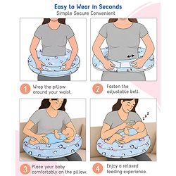 Babyhug Cotton Feeding Pillow With Belt Penguin Print - Green | Fits upto waist size 36 inches