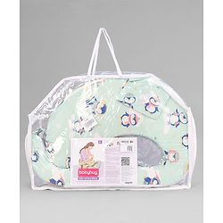 Babyhug Cotton Feeding Pillow With Belt Penguin Print - Green | Fits upto waist size 36 inches