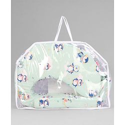 Babyhug Cotton Feeding Pillow With Belt Penguin Print - Green | Fits upto waist size 36 inches