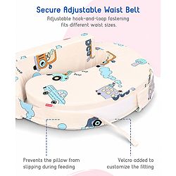 Babyhug Cotton Feeding Pillow With Belt Penguin Print - Green | Fits upto waist size 36 inches