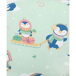 Babyhug 100% Cotton Feeding Pillow - Penguin Print - Green|Fits upto waist size 36 inches| Soft Support Cushion| For Breastfeeding| Removable Washable Cover| Full Body Support| Helps Maintain Posture