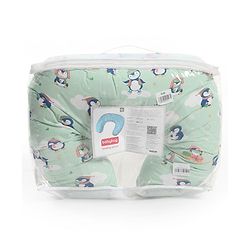 Babyhug 100% Cotton Feeding Pillow - Penguin Print - Green|Fits upto waist size 36 inches| Soft Support Cushion| For Breastfeeding| Removable Washable Cover| Full Body Support| Helps Maintain Posture