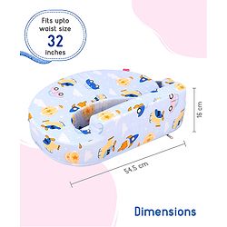 Babyhug Cotton Feeding Pillow With Belt Transport Print - Blue | Fits upto waist size 36 inches