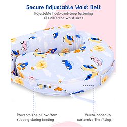 Babyhug Cotton Feeding Pillow With Belt Transport Print - Blue | Fits upto waist size 36 inches