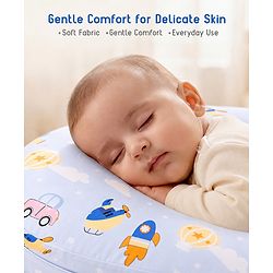 Babyhug Cotton Feeding Pillow With Belt Transport Print - Blue | Fits upto waist size 36 inches