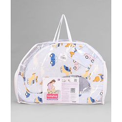Babyhug Cotton Feeding Pillow With Belt Transport Print - Blue | Fits upto waist size 36 inches