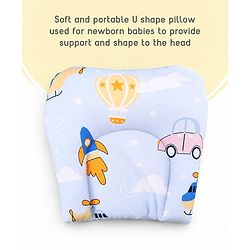 Babyhug Premium 100% Cotton Mattress Set with Mosquito Net & Pillow  Transport Print Blue| Soft Cushioned Bedding | 0-12 Months| New Born Essential| Easy Zipper Closure| Foldable & Travel-Friendly